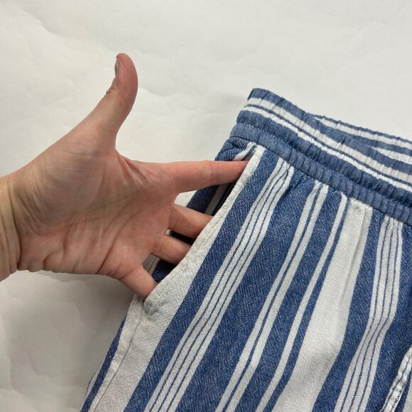 Old Navy Blue Striped Linen Blend Relaxed Leg Lounge Pant S - Picture 3 of 7